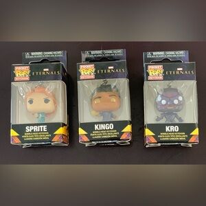 (3X) Marvel Eternals FUNKO POP! Keychains SPRITE, KINGO, KRO